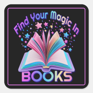 Vind Magie in Zwarte Boeken Vierkante Sticker