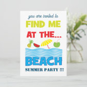 Vind me bij het strand Zomerfeestje Kaart (Staand voorkant)