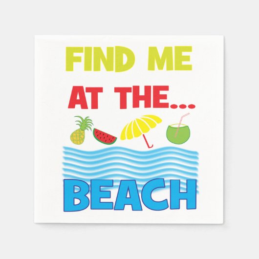 Vind Me Bij Het Strandhuisfeest Servet (Voorkant)