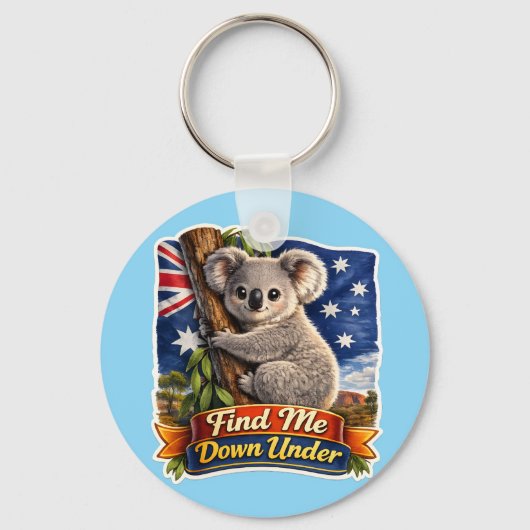 Vind Me Down Under – Knuffelige Koala Knuffelboom Sleutelhanger (Voorkant)