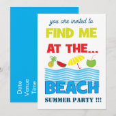 Vind me op het Beach Summer Party Kaart (Voorkant / Achterkant)