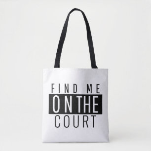 Vind me op het veld Grappig Tennis Quote Zwart Tote Bag