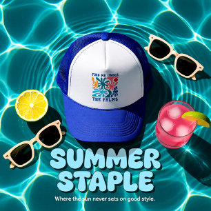 Vind mij onder het Palm unisex zomerthema Trucker Pet