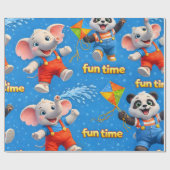 Vind panda en olifant premium cadeaupapier maken (Vlak)