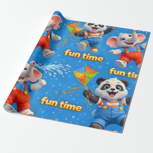 Vind panda en olifant premium cadeaupapier maken (Uitgerold)