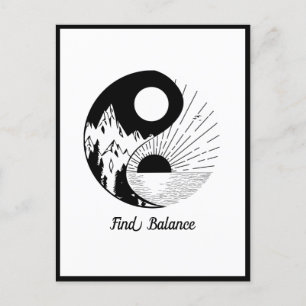 Vind Saldo Zen Yin Yang Black White Briefkaart