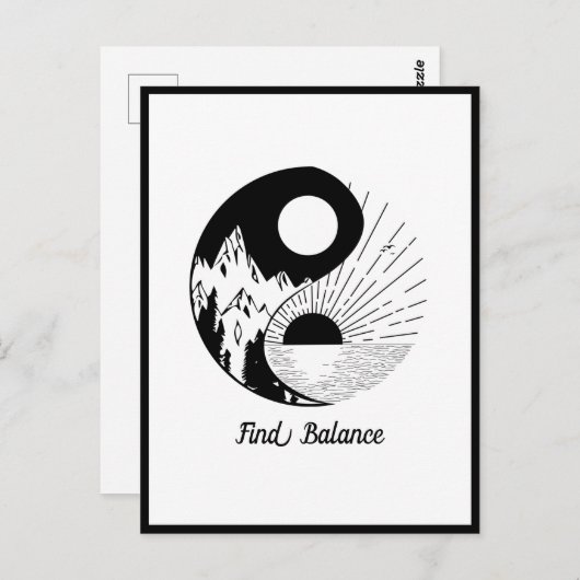 Vind Saldo Zen Yin Yang Black White Briefkaart (Voorkant / Achterkant)