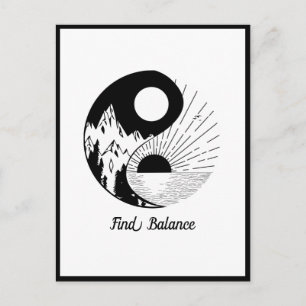 Vind Saldo Zen Yin Yang Black White Briefkaart