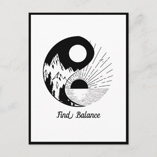 Vind Saldo Zen Yin Yang Black White Briefkaart (Voorkant)