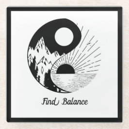 Vind Saldo Zen Yin Yang Black White Glazen Onderzetter