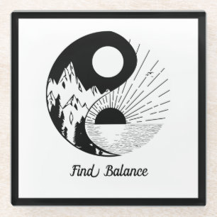 Vind Saldo Zen Yin Yang Black White Glazen Onderzetter