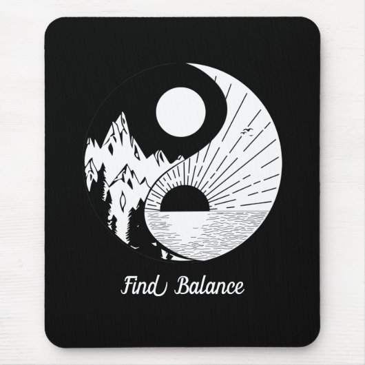 Vind Saldo Zen Yin Yang Black White Muismat (Voorkant)