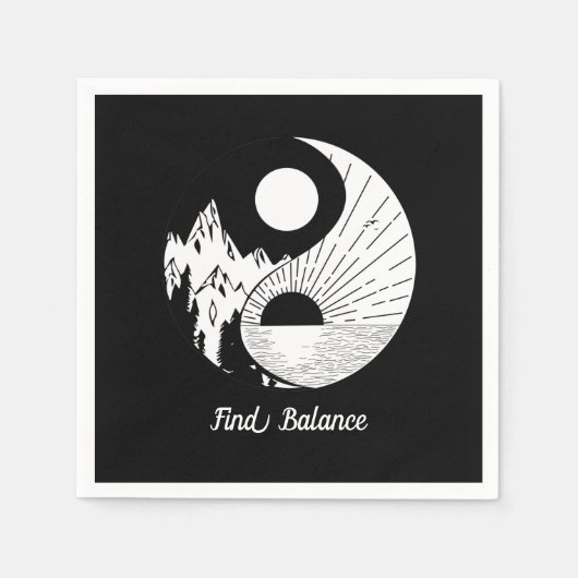 Vind Saldo Zen Yin Yang Black White Servet (Voorkant)