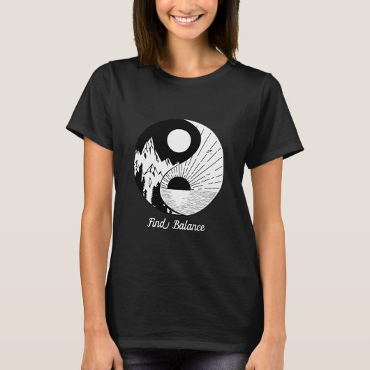 Vind Saldo Zen Yin Yang Black White T-shirt (Voorkant)