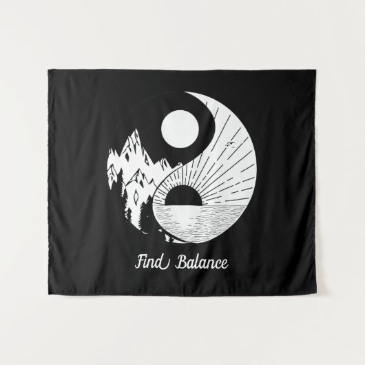 Vind Saldo Zen Yin Yang Black White Wandkleed (Voorkant (horizontaal))