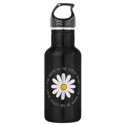 Vind schoonheid in de Kleine Dingen Daisy Wildflow Waterfles (Voorkant)