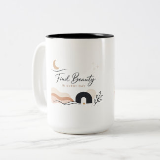 Vind schoonheid in elke dag cadeau koffiemok tweekleurige koffiemok