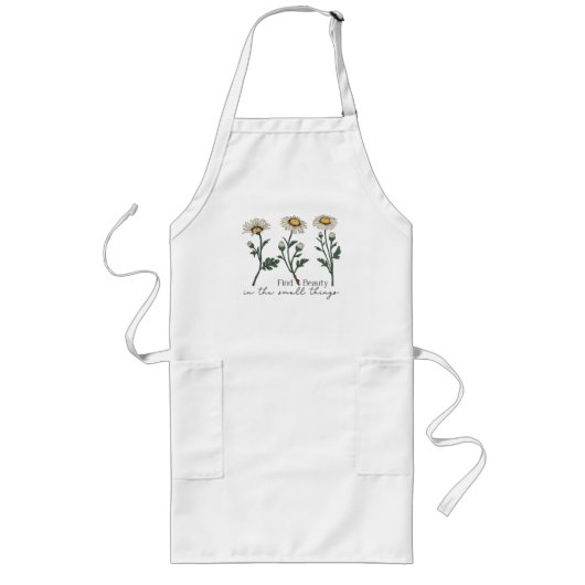 Vind schoonheid in kleine dingen Daisy Wildflower Lang Schort (Voorkant)