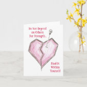 Vind sterkte binnen Kaart Gebroken Hart Notecard (Gele Bloem)