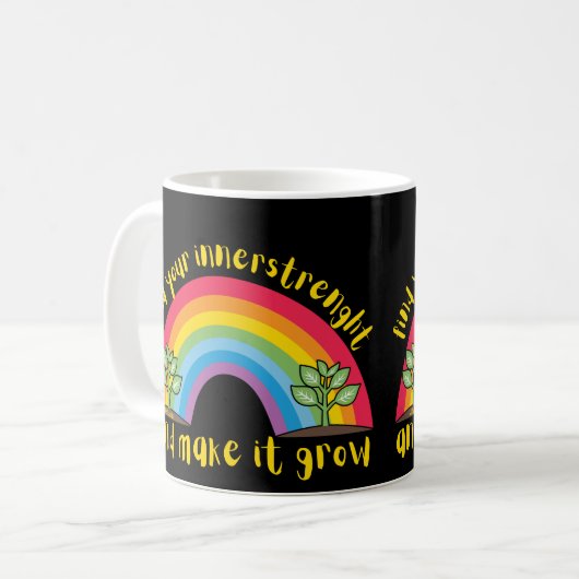 VIND UW BINNERSTRENGHT EN MAAK HET DE regenboog GR Koffiemok (Voorkant links)