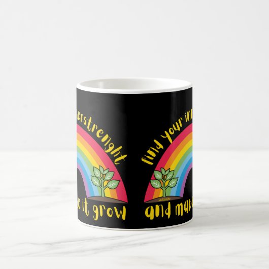 VIND UW BINNERSTRENGHT EN MAAK HET DE regenboog GR Koffiemok (Center)