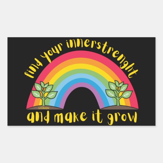 VIND UW BINNERSTRENGHT EN MAAK HET DE regenboog GR Rechthoekige Sticker (Voorkant)