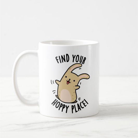 Vind uw Hoppy Place Funny Rabbit Pun Koffiemok (Links)
