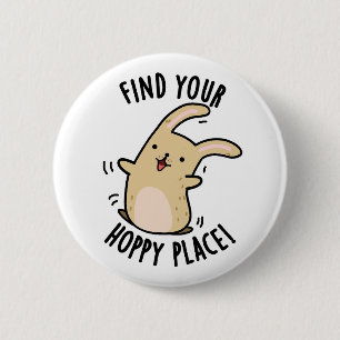 Vind uw Hoppy Place Funny Rabbit Pun Ronde Button 5,7 Cm