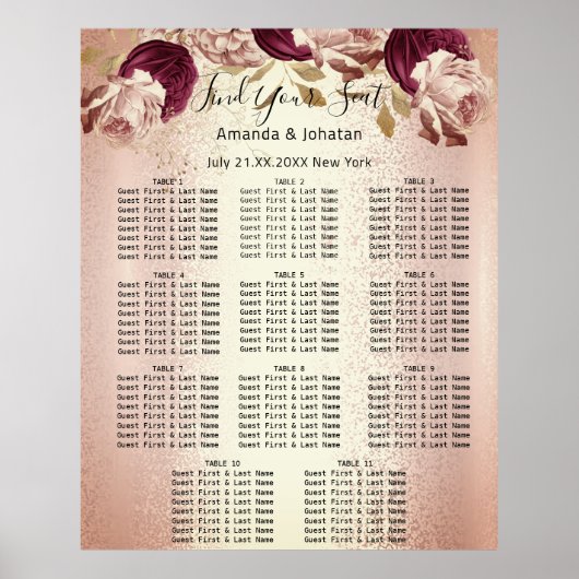 Vind uw Roos voor de bruiloft van de Zittingskaart Poster (Voorkant)