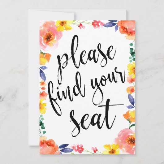 Vind uw stoel Betaalbaar Boho bloemenschild Kaart (Voorkant)
