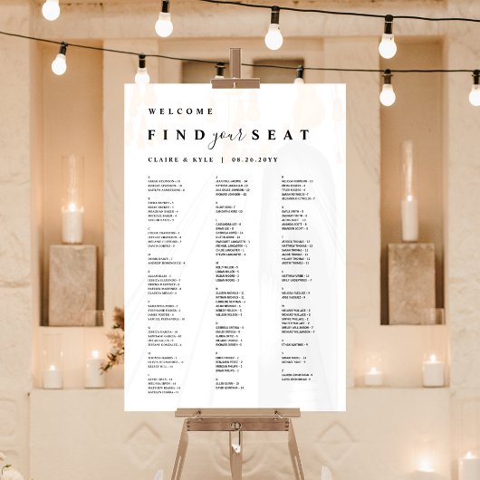 Vind uw stoel wit alfabetisch zitvlak acryl bord