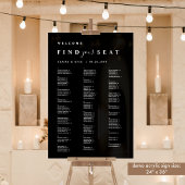 Vind uw stoel zwart alfabetisch zitvlak acryl bord