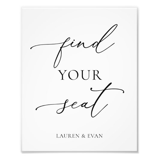 Vind uw stoel zwart-wit minimalistisch teken foto afdruk (Voorkant)