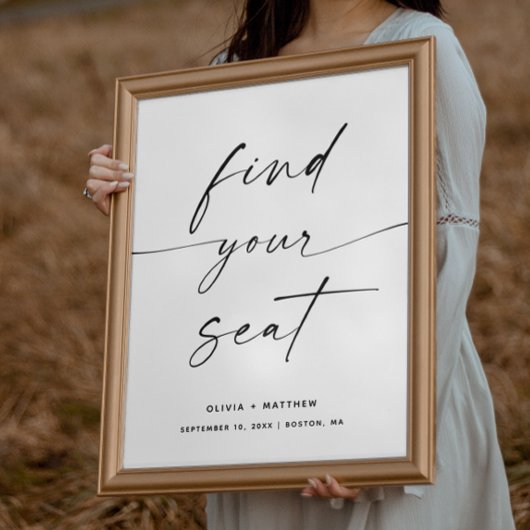 Vind uw stoelteken | Minimalistische bruiloft zitp Poster