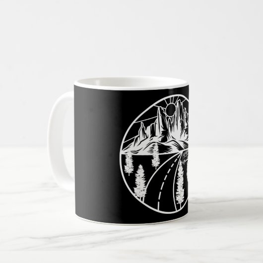 Vind uw weg eenvoudig wit ontwerp in zwart koffiemok (Voorkant links)