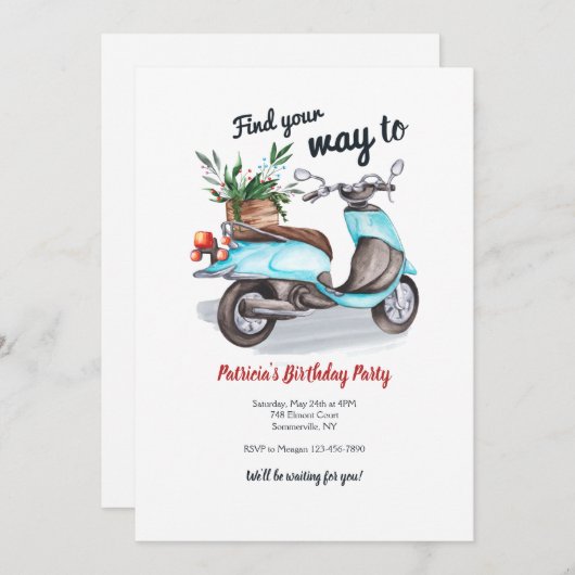 Vind uw weg Uitnodiging (Voorkant / Achterkant)