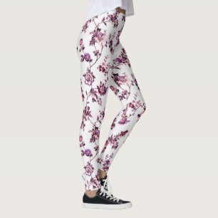 Vind uw Zen in stijl! Paarse & roze bloemenyoga Leggings