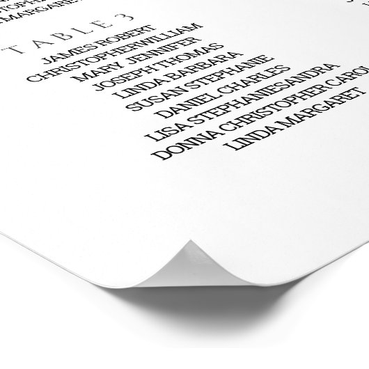 Vind uw zitplaats - weduwentafel in kaart N.2 Poster (Hoek)