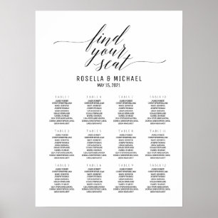 Vind uw zitplaats - weduwentafel in kaart N.2 Poster