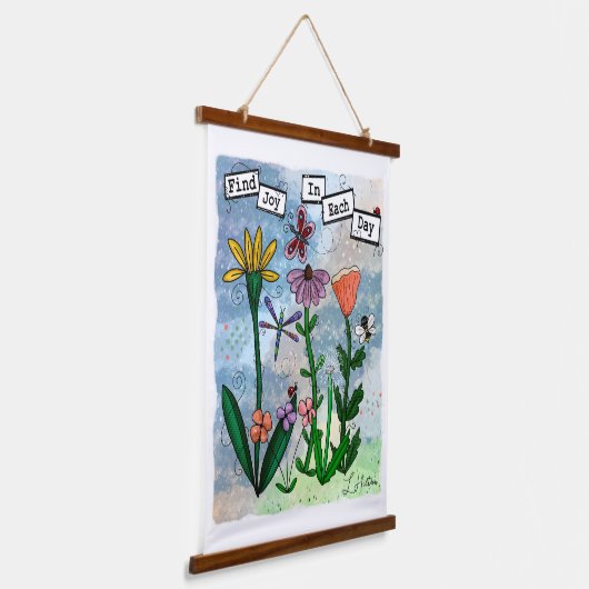 Vind vreugde in de dag | Kunst Hangend Wandkleed (Gebogen)