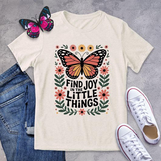 Vind vreugde in de kleine dingen Monarch Butterfly Tri-Blend Shirt