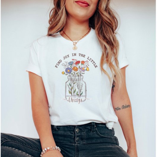 Vind vreugde in de kleine dingen Retro Wildflowers T-shirt