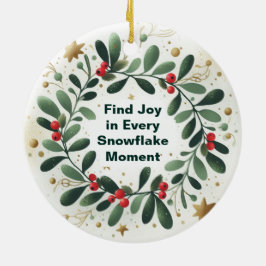 Vind vreugde in elke sneeuwvlok kerstversiering keramisch ornament