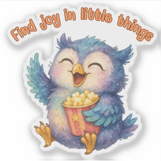 Vind vreugde in kleine dingen - Uil Sticker (Voorkant)