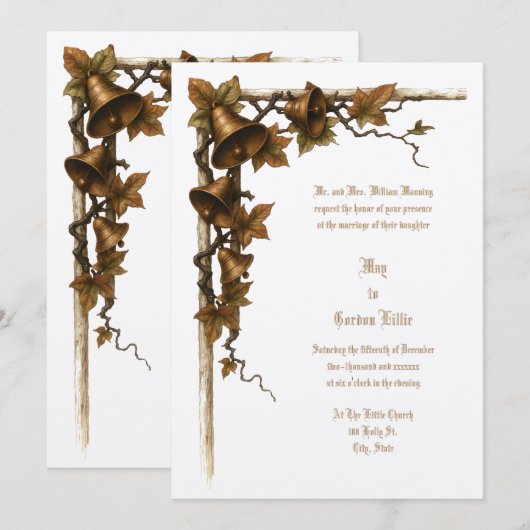 Vine And Wedding Bells Kaart (Voorkant / Achterkant)