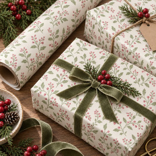 Vine & Berry Kerstpatroon Sage Cran ID1337 Cadeaupapier