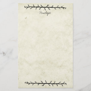 Vine Border Oud Boek Papier met Naam