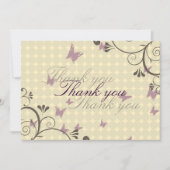 Vine & Butterfly Design Dank u Card Cream Bedankkaart (Voorkant)
