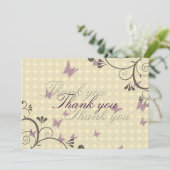 Vine & Butterfly Design Dank u Card Cream Bedankkaart (Staand voorkant)