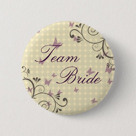 Vine & Butterfly Team Bride Button Cream (Voorkant)